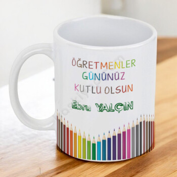 Öğretmenler Günü Kalem Tasarımlı Kupa Bardak online tasarla