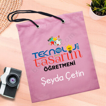Öğretmenlere Özel Pembe Bez Çanta online tasarla