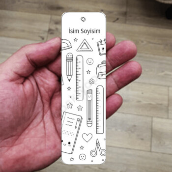 Okul Araçları Temalı Metal Kitap Ayracı online tasarla