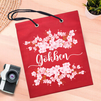 Örgü Tasarımlı Kırmızı Bez Çanta online tasarla