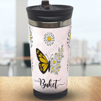 Papatya Tasarımlı Çelik Termos online tasarla