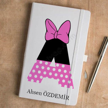 Pembe A Harfli Tasarım Beyaz Ajanda online tasarla