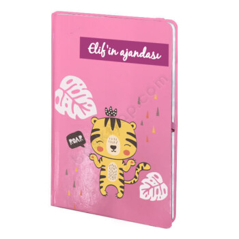 Kedi Tasarımlı Pembe Ajanda online tasarla