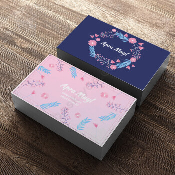 Pembe Lacivert Çiçekli Kartvizit online tasarla