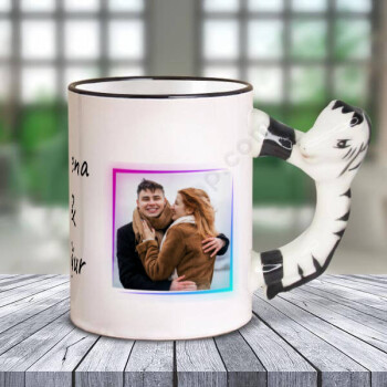 Pembe - Mavi Tasarımlı  At Kulplu Kupa online tasarla