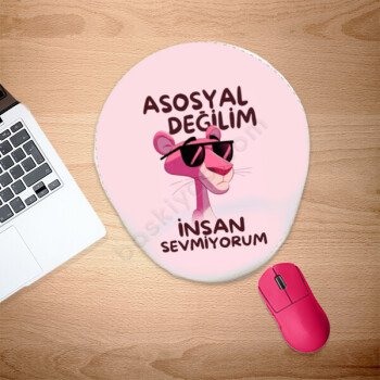 Pembe Panter Temalı Oval Mouse Pad online tasarla