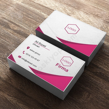 Pembe Standart Kartvizit Tasarımı online tasarla