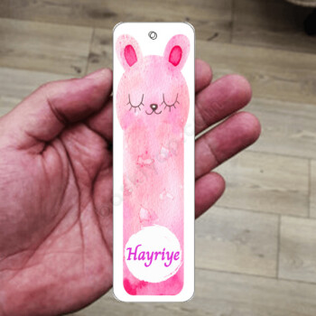 Pembe Tavşan Tasarımlı Metal Kitap Ayracı online tasarla