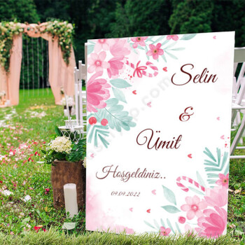 Pembe Yeşil Tasarım Ayaklı Pano online tasarla