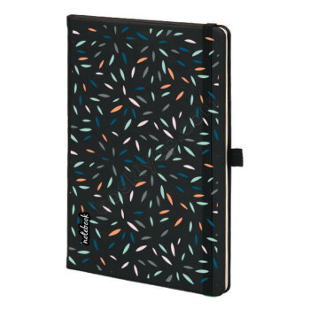 Renkli Çizgi Desenli Siyah Ajanda online tasarla