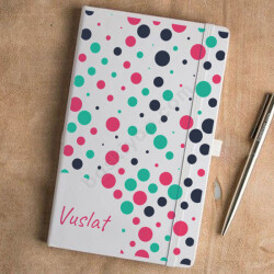 Renkli Yuvarlak Desenli Beyaz Ajanda online tasarla