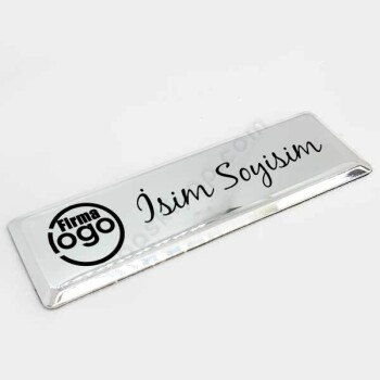 Resepsiyon Yaka İsimliği Gümüş Metal online tasarla
