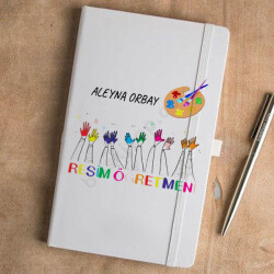 Resim Öğretmeni Tasarım Beyaz Defter Ajanda online tasarla