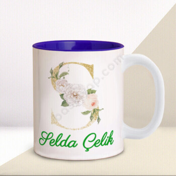 S Harf Tasarımlı İçi Lacivert Kupa online tasarla