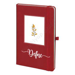 Sade Çiçek Tasarımlı Kırmızı Ajanda online tasarla