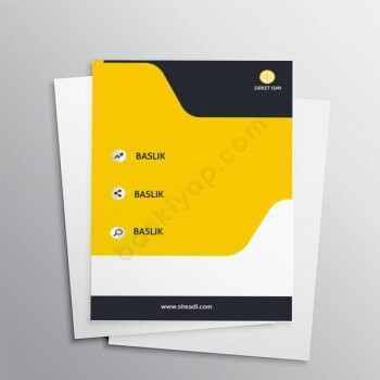 Sarı-Lacivert Renklerde A4 Broşür online tasarla