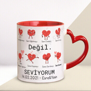Sevgililer Günü Kalp Emojili Tasarım Kupa online tasarla