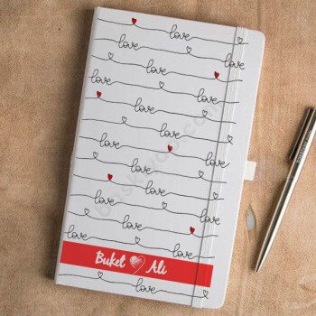 Sevgililer Gününe Özel Kalp Desenli Beyaz Ajanda online tasarla