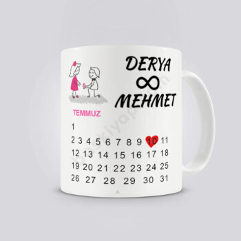 Sevgililere Özel Tarihli Kupa online tasarla