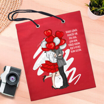 Sevgiliye Özel 2 Kırmızı Bez Çanta online tasarla