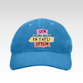 Sevgiliye Özel Açık Mavi Bez Şapka online tasarla
