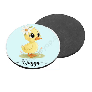 Sevimli Ördek Tasarımlı Yuvarlak Bardak Altlığı online tasarla