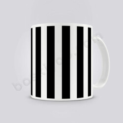 Siyah Beyaz Çizgili Baskılı Kupa online tasarla