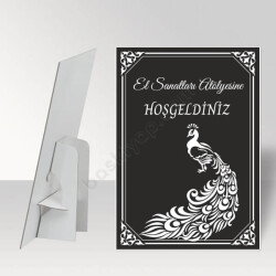 Siyah Beyaz Hoşgeldiniz Ayaklı Pano online tasarla