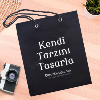 Siyah Bez Çanta Tasarla online tasarla