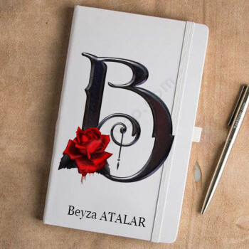 Siyah Gül B Harf Tasarımlı Beyaz Ajanda online tasarla