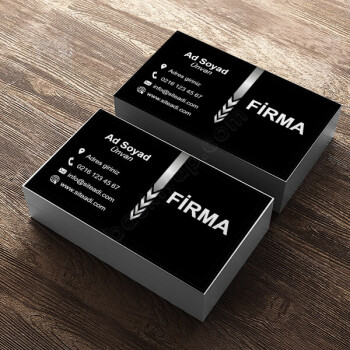 Siyah-Gümüş Desenli Tek Yön Kartvizit online tasarla