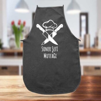 Kişiye Özel İsimli Siyah Mutfak Önlüğü online tasarla