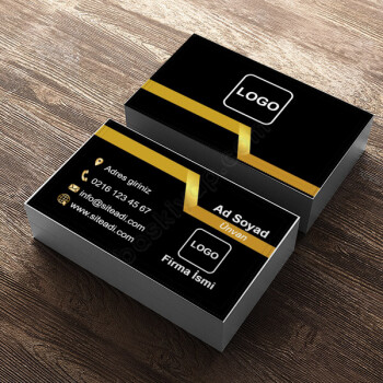 Siyah - Sarı Standart Kartvizit Tasarımı online tasarla