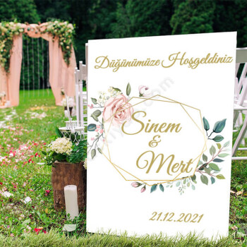 Söz Nişan Düğün Gold Ayaklı Pano online tasarla