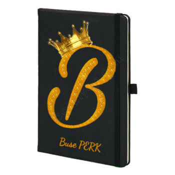 Taçlı B Harf Tasarım Siyah Ajanda online tasarla