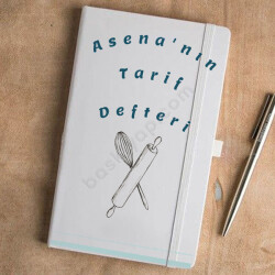 Tarif Defteri Tasarımı Tarihsiz Beyaz Ajanda / Defter online tasarla