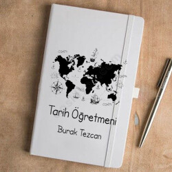 Tarih Öğretmeni Tasarımlı Beyaz Defter Ajanda online tasarla