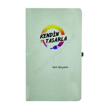 Tarihsiz Çizgili Açık Yeşil (Su Yeşili) Ajanda/Defter online tasarla