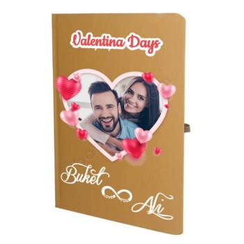 Sevgililer Gününe Özel Fotoğraflı Tarihsiz Çizgili Taba Ajanda/Defter online tasarla