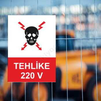 Tehlike 220 V Etiketi online tasarla