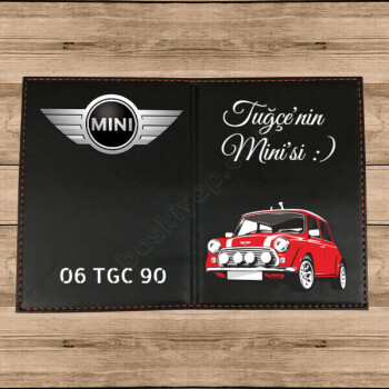 Mini Cooper Tasarımlı Termo Deri Siyah Ruhsat Kabı online tasarla