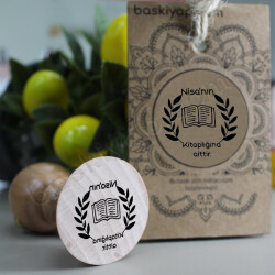 Yapraklı Kitap Ahşap Saplı Kütüphane Kaşesi online tasarla