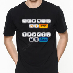 Yaza Yolculuk Tasarım Baskılı Siyah Erkek Tişört online tasarla