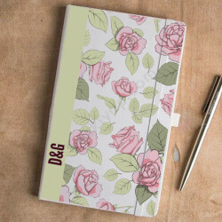 Yeşil Pembe Çiçekli Tarihsiz Beyaz Ajanda online tasarla