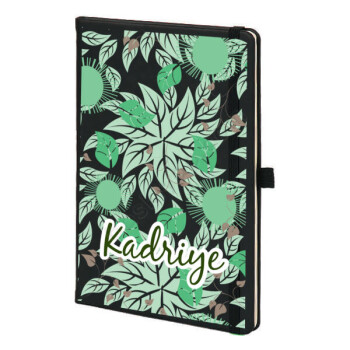 Yeşil Yapraklı Siyah Ajanda online tasarla