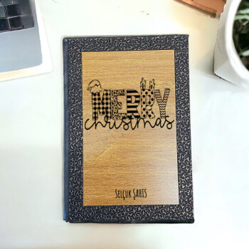 Yılbaşı Kişiye Özel Desenli Ahşap Lazer Kazıma Çizgi Defter online tasarla