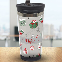 Yılbaşı Konseptli 2 Kendin Tasarla Çelik Termos online tasarla