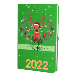 Yılbaşı Konseptli 2 Yeşil Ajanda Defter online tasarla