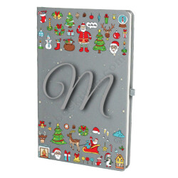 Yılbaşı Konseptli Gri Ajanda Defter online tasarla