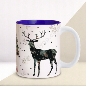 Yılbaşı Konseptli İçi Lacivert Kupa online tasarla